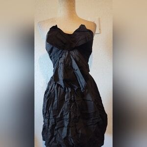 Reverse black strapless cutout dress